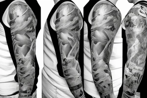 Full sleeve michelangelo painting tattoo idea