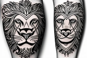 Sleeve with compass and lion tattoo idea