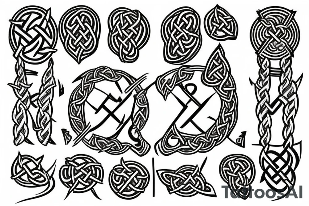 honor ukrainian and celtic heritage and also incorporate icons for fire, earth, water, air? tattoo idea