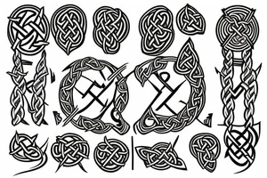 honor ukrainian and celtic heritage and also incorporate icons for fire, earth, water, air? tattoo idea