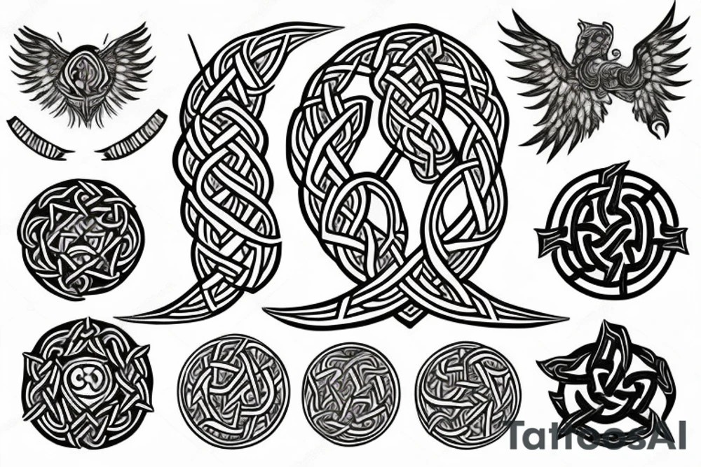 honor ukrainian and celtic heritage and also incorporate icons for fire, earth, water, air? tattoo idea