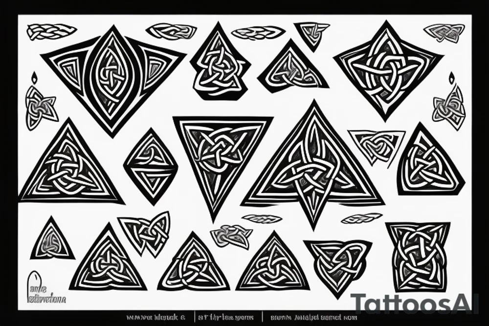ukrainian  and celtic pattern and  incorporate triangle motifs  for fire, earth, water, air? tattoo idea