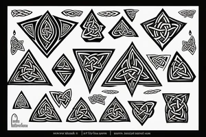 ukrainian  and celtic pattern and  incorporate triangle motifs  for fire, earth, water, air? tattoo idea