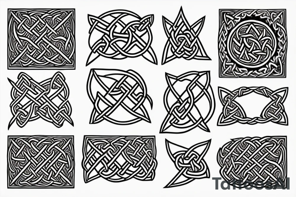 ukrainian  and celtic pattern and  incorporate triangle motifs  for fire, earth, water, air? tattoo idea
