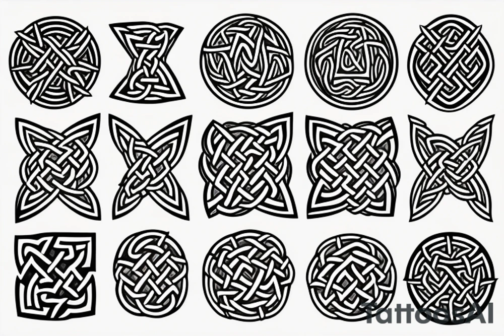 ukrainian  and celtic pattern and  incorporate triangle motifs  for fire, earth, water, air? tattoo idea