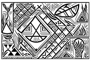 ukrainian pattern and  incorporate triangle motifs  for fire, earth, water, air? tattoo idea