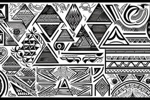 ukrainian pattern and  incorporate triangle motifs  for fire, earth, water, air? tattoo idea