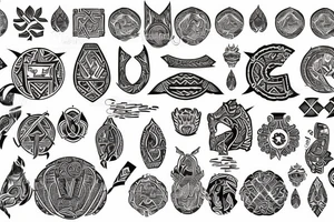 ukrainian pattern and  incorporate  motifs  for fire, earth, water, air? tattoo idea