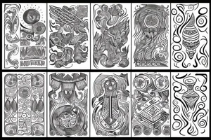 ukrainian pattern and  incorporate  motifs  for fire, earth, water, air? tattoo idea