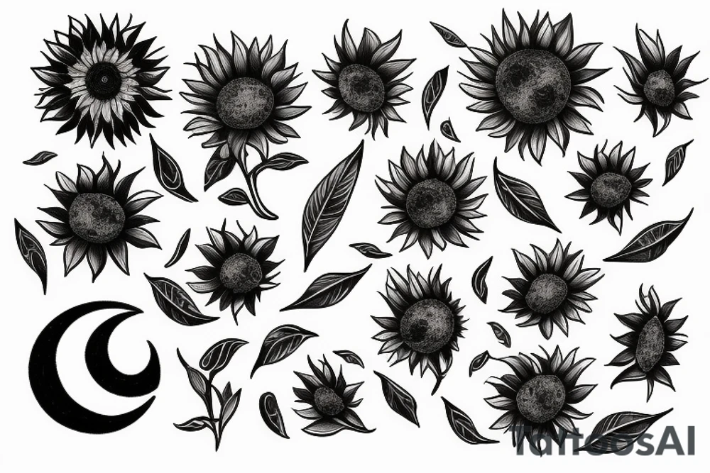 Sunflower moon tattoo idea