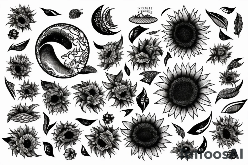 Sunflower moon tattoo idea