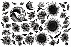 Sunflower moon tattoo idea