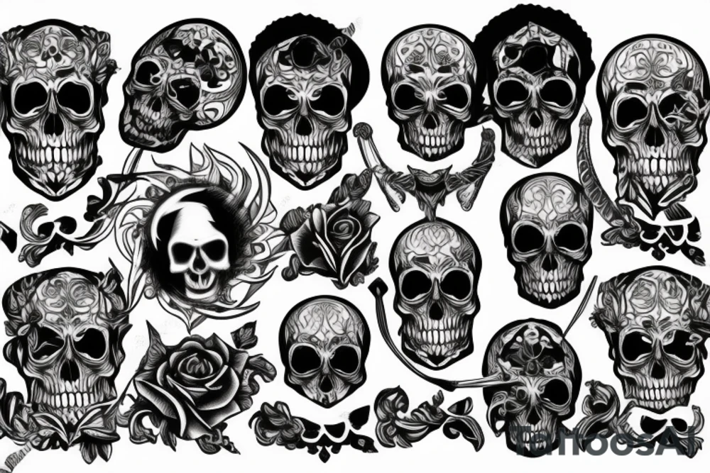 Skull with dagger tattoo idea