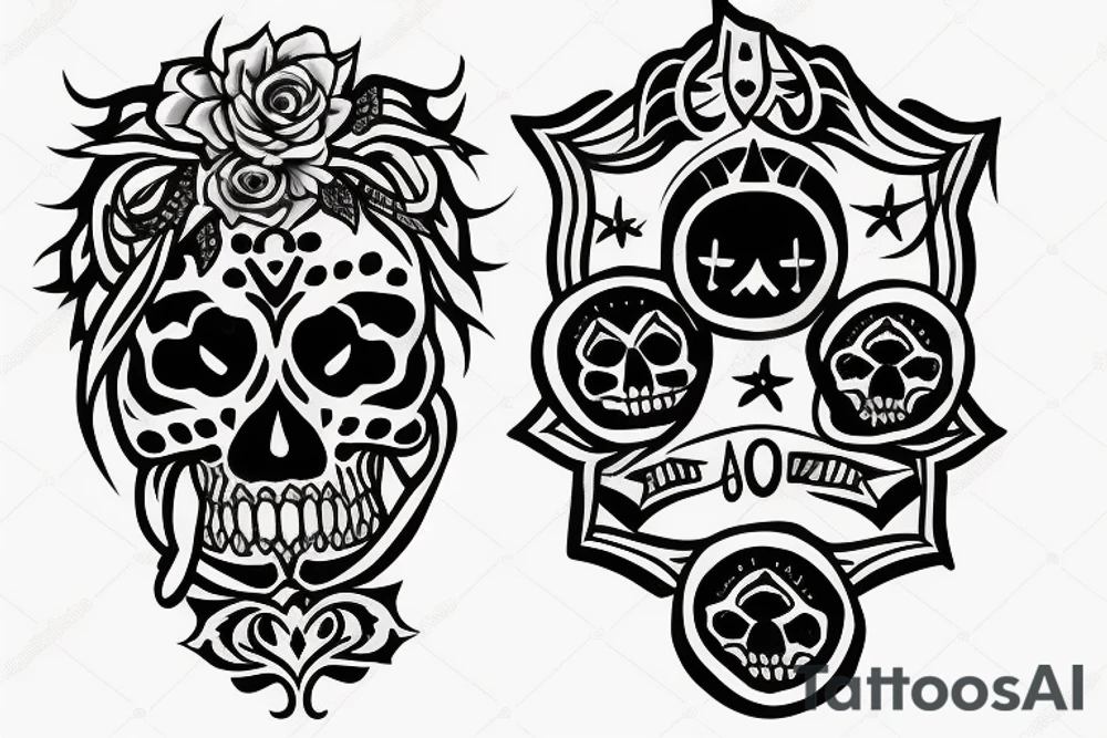Skull with dagger tattoo idea