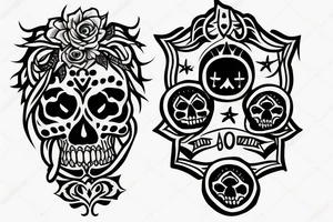 Skull with dagger tattoo idea