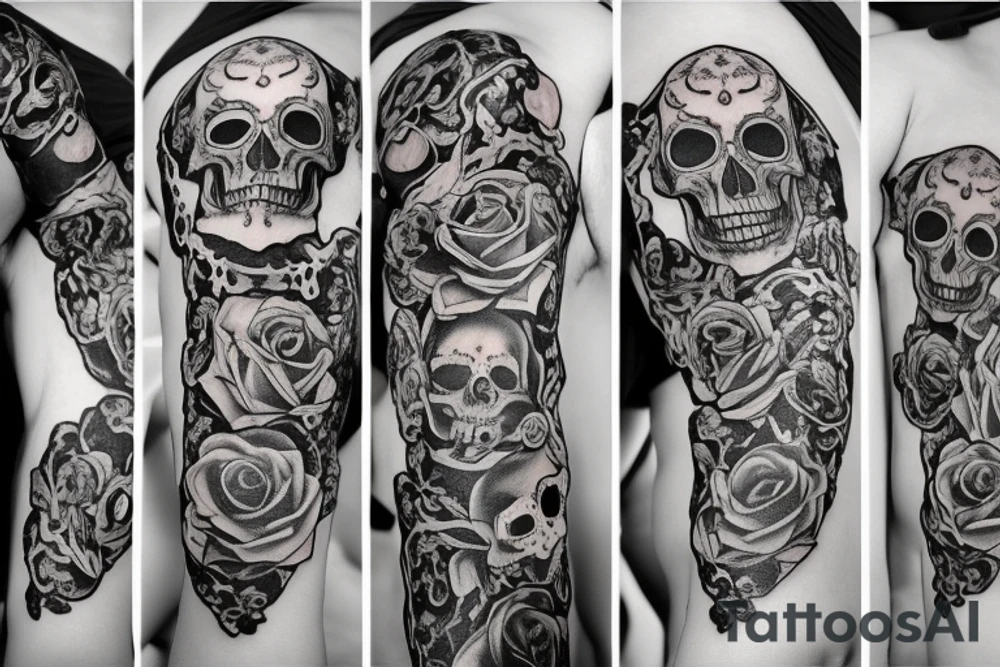 Skull with dagger tattoo idea