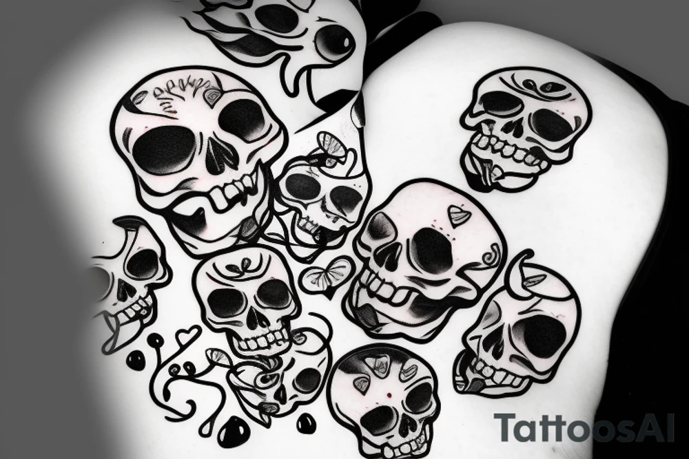 skull cherries tattoo idea