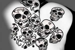 skull cherries tattoo idea