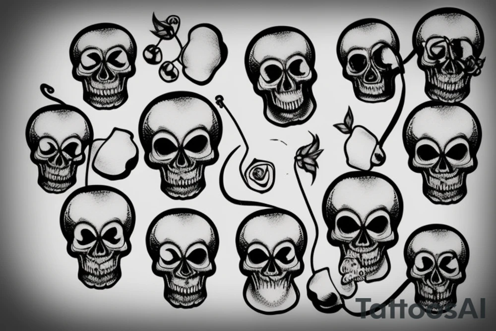 skull cherries tattoo idea