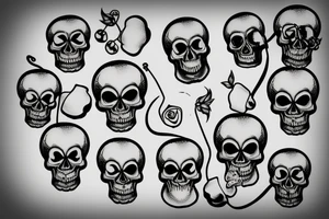skull cherries tattoo idea