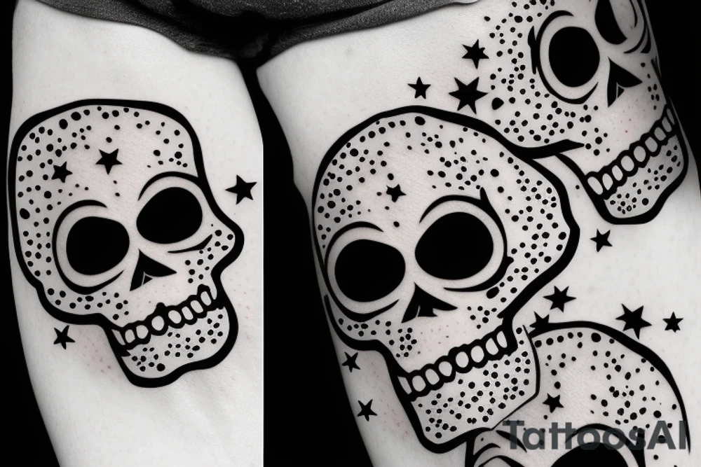 cherries that look like skulls with stars around tattoo idea