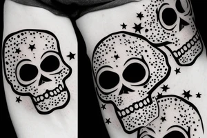 cherries that look like skulls with stars around tattoo idea