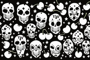 cherries that look like skulls with stars around tattoo idea