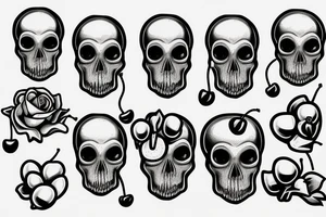 skull shaped cherries tattoo idea