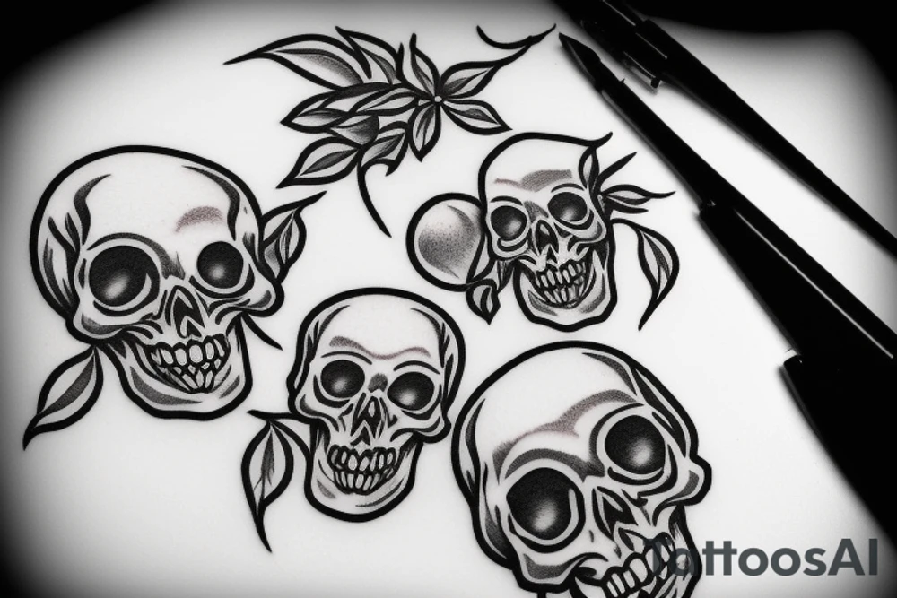 skull shaped cherries tattoo idea