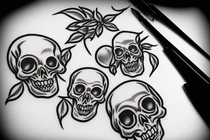 skull shaped cherries tattoo idea