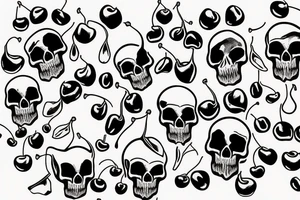 skull shaped cherries tattoo idea
