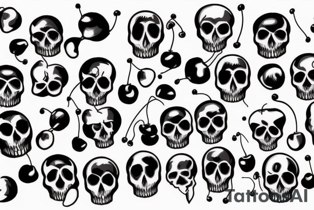 skull shaped cherries tattoo idea