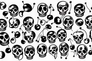 skull shaped cherries tattoo idea
