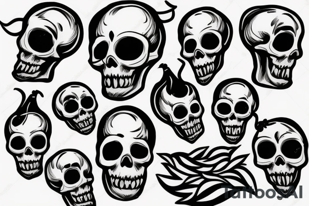 skull shaped cherries tattoo idea