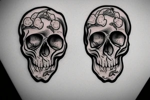 skull shaped cherries tattoo idea