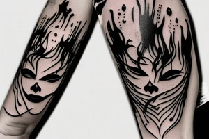 shadow person dripping down a drain tattoo idea