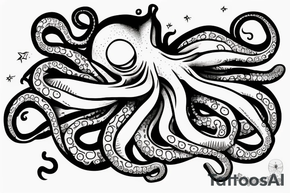 octopus in a spaceship tattoo idea