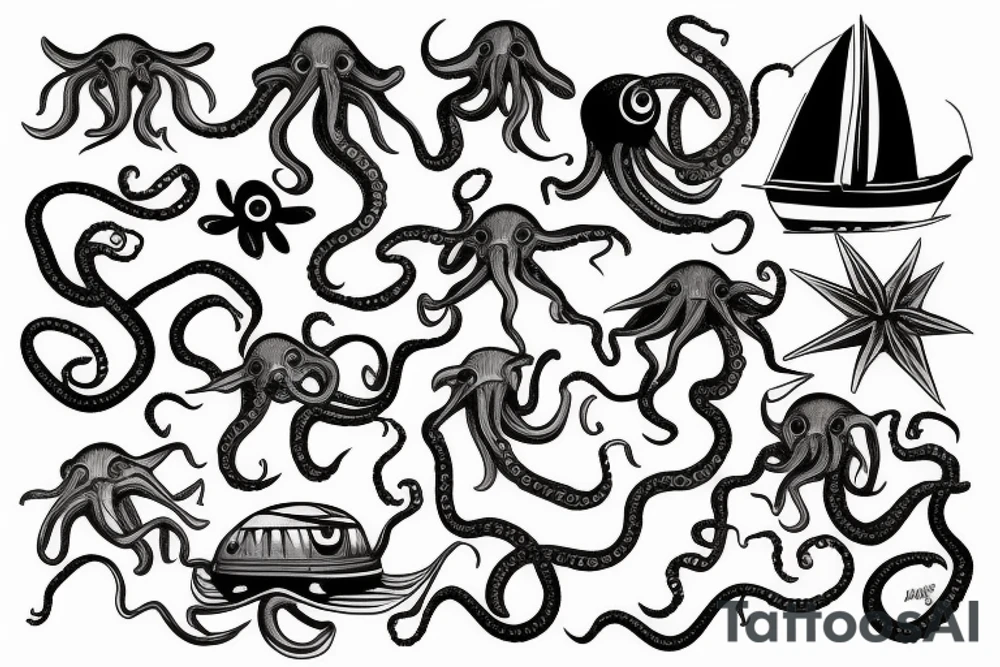 octopus in a spaceship tattoo idea