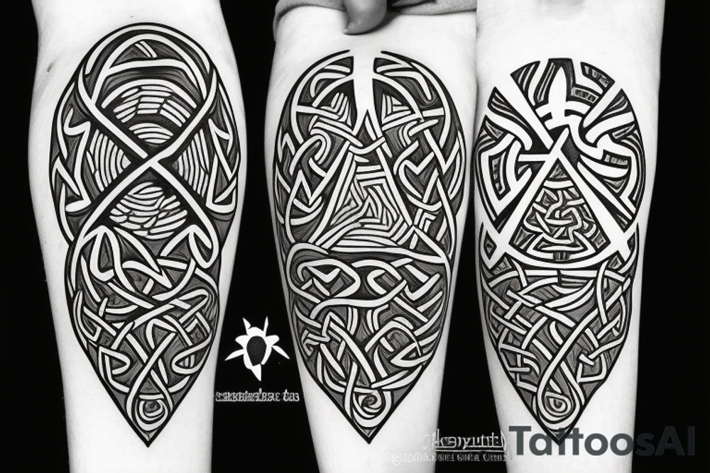 fire earth air water icons mixed with celtic tattoo idea