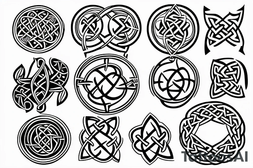 fire earth air water icons mixed with celtic tattoo idea