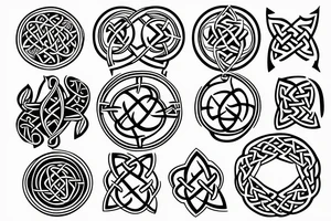 fire earth air water icons mixed with celtic tattoo idea
