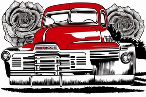 a rustic red and white 1953 GMC farm
truck and 1950 5010 John Deere tractor tattoo idea