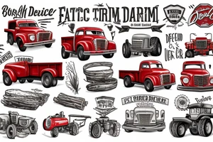 a rustic red and white 1953 GMC farm
truck and 1950 5010 John Deere tractor tattoo idea