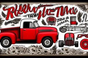 a rustic red and white 1953 GMC farm
truck and 1950 5010 John Deere tractor tattoo idea