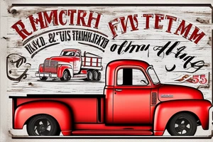 a rustic red and white 1953 GMC farm
truck and a tractor with an old red barn in the background tattoo idea