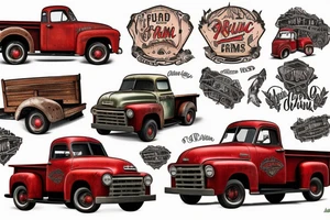 a rustic 1953 GMC farm
truck and old red barn tattoo idea