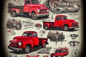 a rustic 1953 GMC farm
truck and old red barn tattoo idea