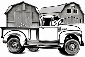 an old red barn, 1953 GMC farm truck half sleeve tattoo tattoo idea