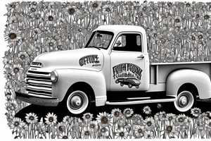 1953 fifth window GMC farm truck, red barn, wheat fields, sunflower tattoo idea