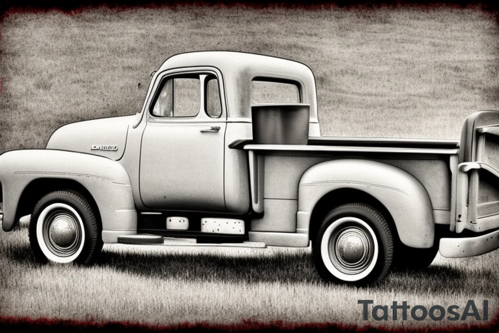 1953 fifth window GMC farm truck, red barn, wheat field tattoo idea